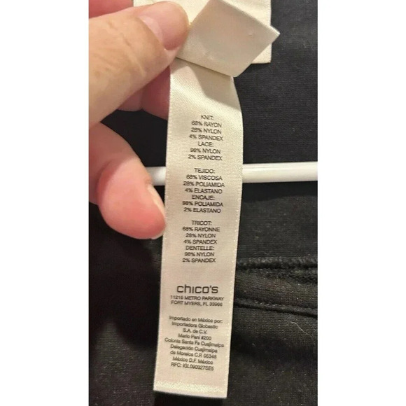 Chico's Lace Mixed Media Moto Jacket Size Chico’s 3 Size 16 XLarge Black Stretch - Picture 5 of 8